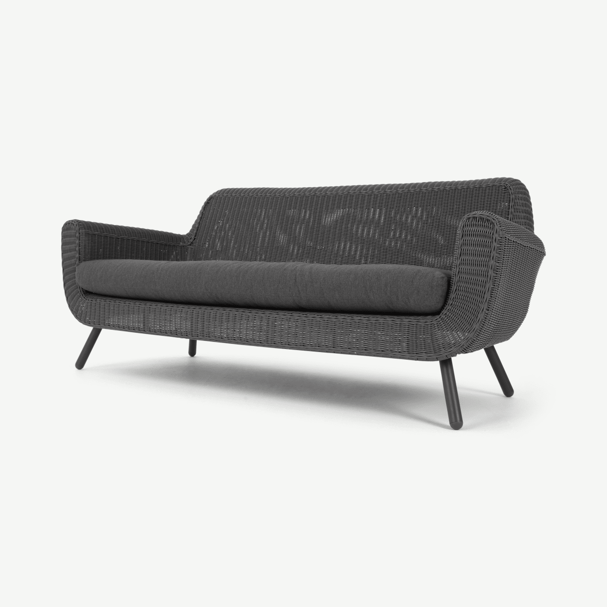 Jonah Garden 3 seater Sofa, Dark Grey Poly Rattan Cheap OutDoor Furniture