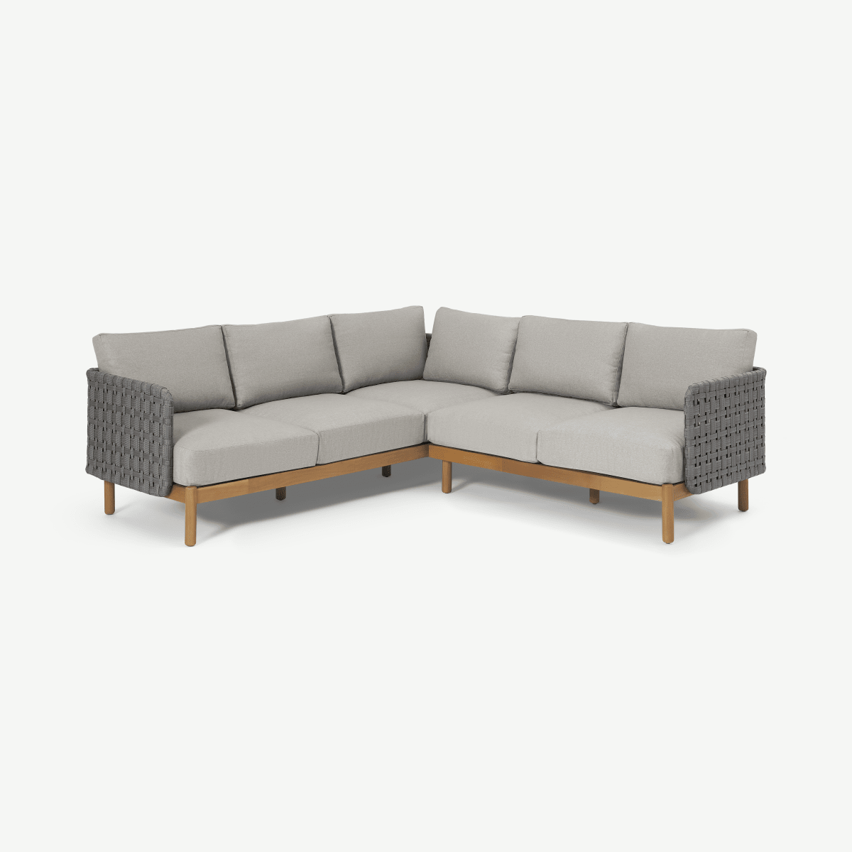 Kolbe Garden Corner Sofa, Grey & Acacia Cheap OutDoor Furniture