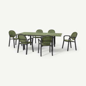 Nardi 6-8 Seat Extending Garden Dining Set, Anthracite Grey & Olive Fiberglass