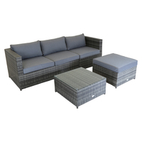 Charles Bentley L-Shaped Sofa Rattan Furniture Set Grey