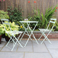 Charles Bentley 3 Piece Metal Bistro Set Garden Patio Table 2 Chairs - 6 Colours Green
