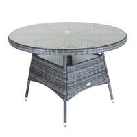Charles Bentley 4 Seater Round Rattan Dining Table - Grey / Natural Grey